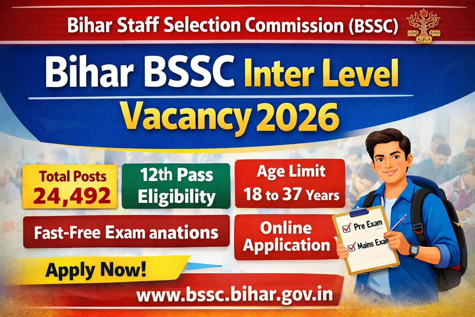 Bihar BSSC Inter Level Vacancy 2026 Notification 12th Pass Recruitment