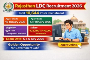 Rajasthan LDC Vacancy 2026 notification for Clerk Grade 2 and Junior Assistant posts