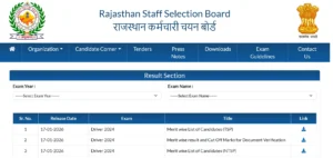 Rajasthan RSSB Driver Result 2025 merit list and cut off for 2756 driver posts
