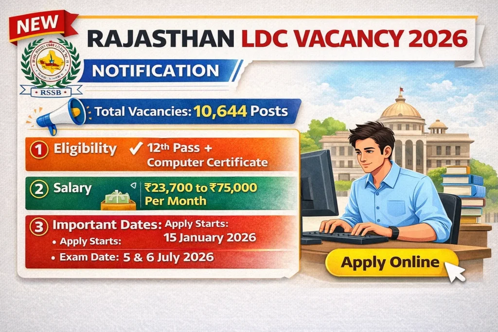 Rajasthan LDC Vacancy 2026 Notification Apply Online
