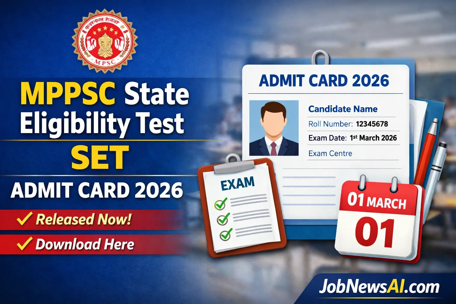 MPPSC State Eligibility Test (SET) Admit Card 2026 Released – Download Now