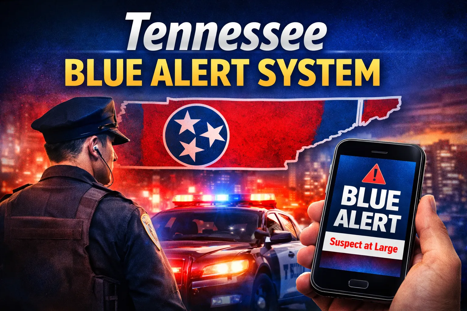 Tennessee Blue Alert System: Everything You Need to Know 1 Tennessee Blue Alert System active in Memphis TN showing police vehicle and emergency mobile notification
