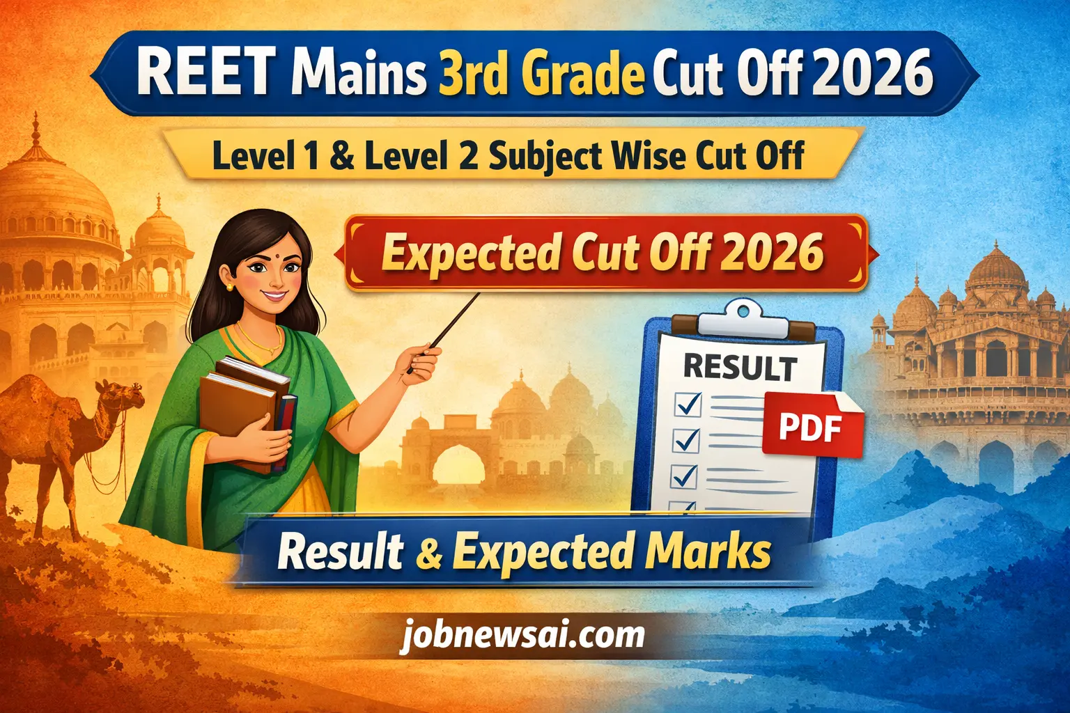 REET Mains 3rd Grade Cut Off 2026 Level 1 and Level 2 Subject Wise Expected Cut Off
