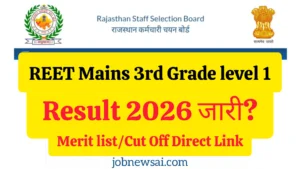 REET MAINS 3rd Grade Level 1 Result 2026 Check Rajasthan 3rd Grade Teacher Level 1 Result