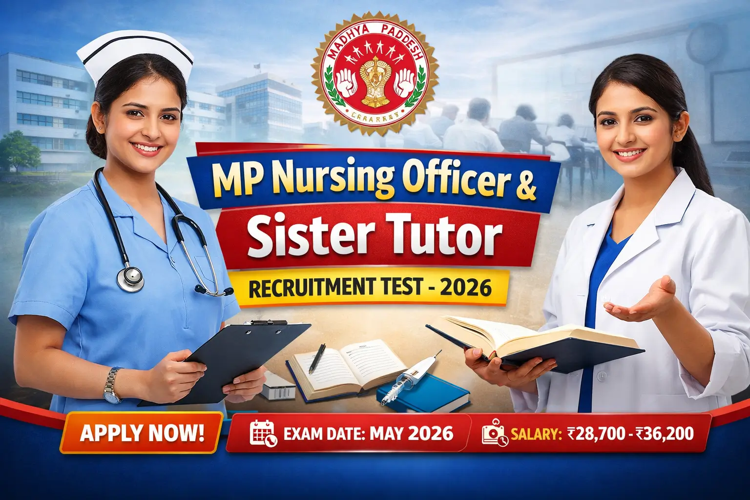 MP Nursing Officer Vacancy 2026 - मध्यप्रदेश Nursing Officer और Sister Tutor भर्ती Apply Now 1 MP Nursing Officer Vacancy 2026 Sister Tutor Recruitment Test 2026 Apply Online